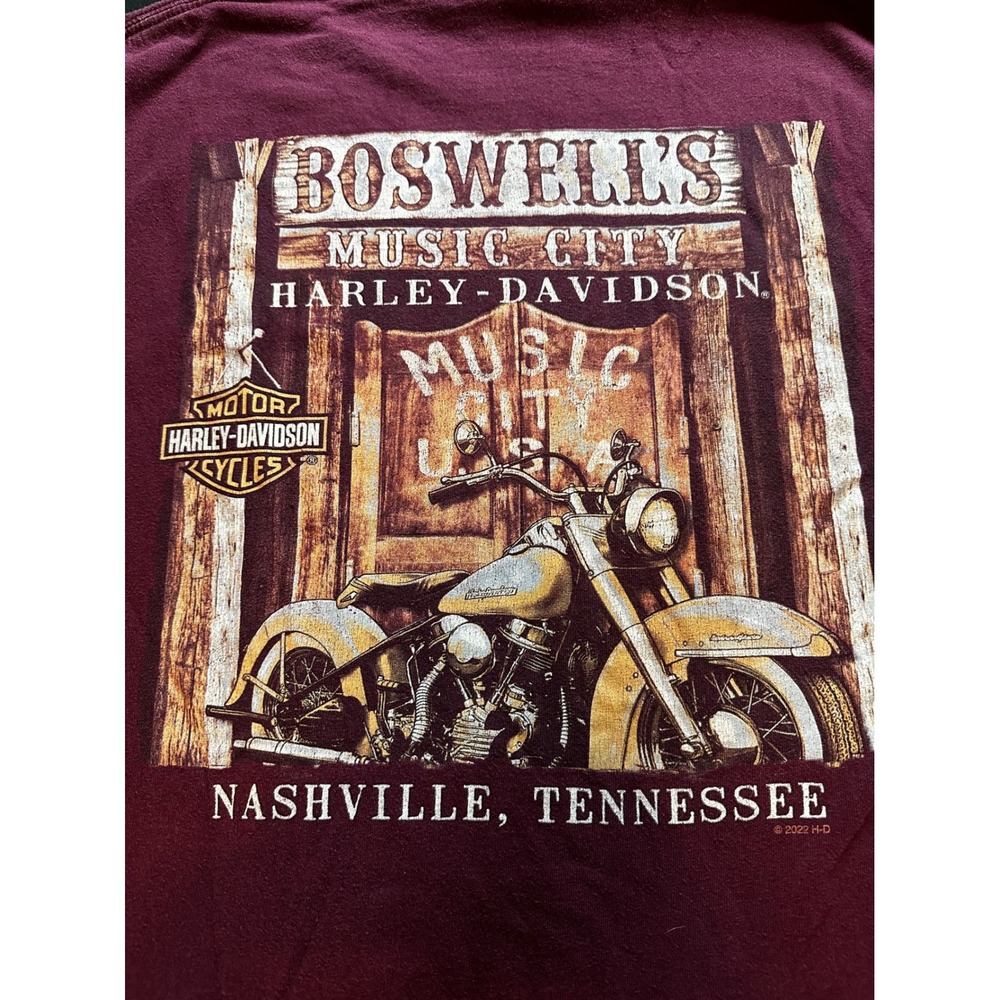 Harley-Davidson Music City Nashville Tennessee Graphic T-Shirt XL Burgundy